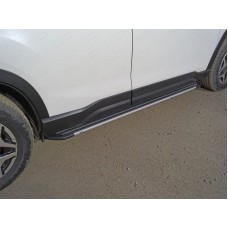 Пороги алюминиевые Slim Line Silver для Subaru Forester SK 2018-2022