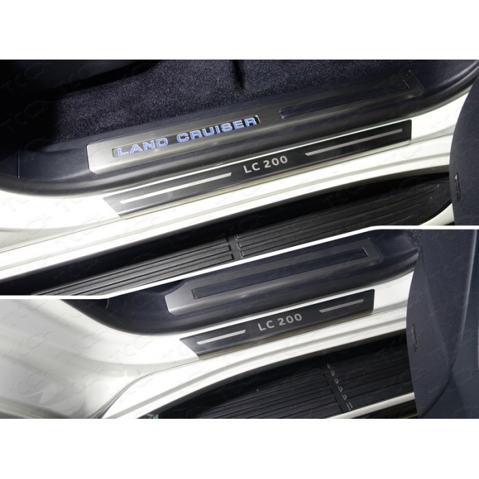 Накладки на пороги с гибом лист шлифованный надпись LC 200 4 штуки для Toyota Land Cruiser 200 Excalibur 2017-2021 артикул TOYLC200EXCAL17-16