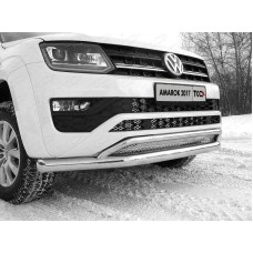 Защита передняя двойная с решеткой 76-42 мм для Volkswagen Amarok 2016-2023