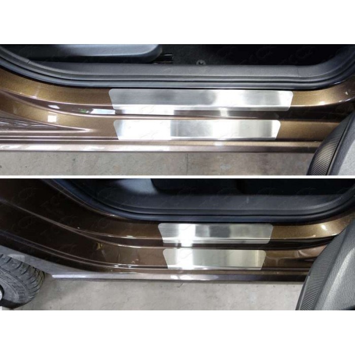 Накладки на пороги внешние лист шлифованный 4 шт для Volkswagen Polo 2015-2020 артикул VWPOLO16-11