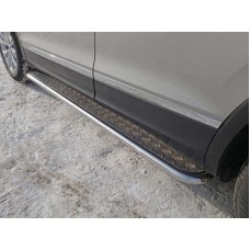 Пороги с площадкой алюминиевый лист 42 мм для Volkswagen Tiguan 2016-2023