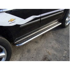 Пороги с площадкой алюминиевый лист 60 мм для Chevrolet Tahoe 2006-2014