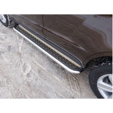 Пороги с площадкой алюминиевый лист 60 мм для Geely Emgrand X7 2013-2018