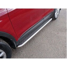 Пороги с площадкой алюминиевый лист 60 мм для Hyundai Santa Fe 2015-2018