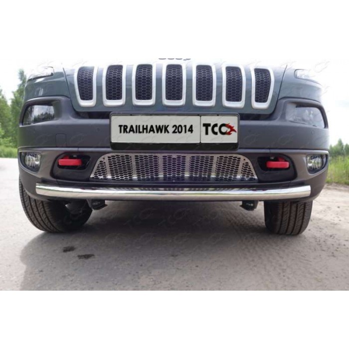 Накладка решётки радиатора лист для Jeep Cherokee Trailhawk 2014-2023 артикул JEEPCHERTRAIL14-12