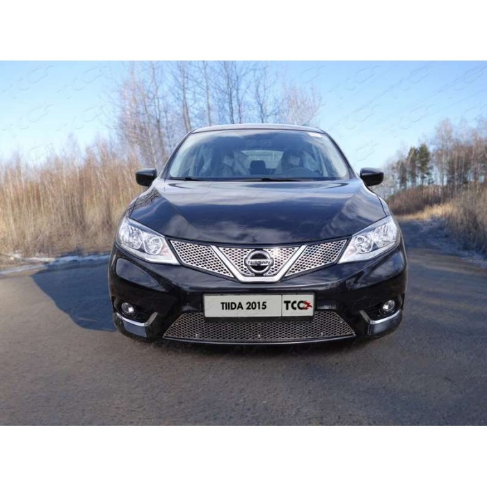 Накладка решётки радиатора нижняя лист для Nissan Tiida 2015-2018 артикул NISTII15-02