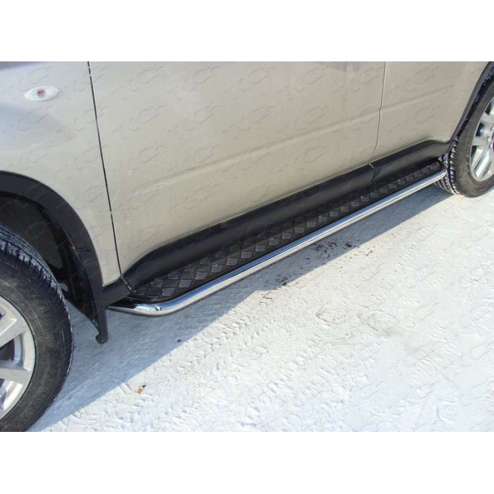 Пороги с площадкой алюминиевый лист 42 мм для Nissan X-Trail 2011-2015 артикул NISXTR11-05