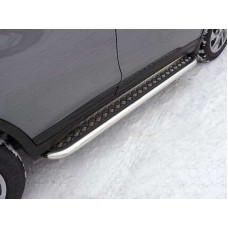 Пороги с площадкой алюминиевый лист 60 мм для Nissan X-Trail 2015-2018