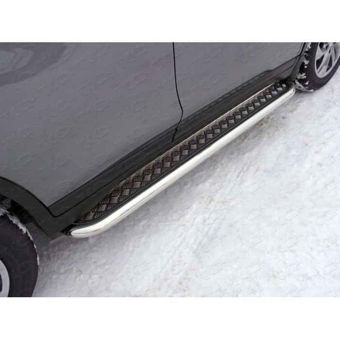 Пороги с площадкой алюминиевый лист 60 мм для Nissan X-Trail 2015-2018 артикул NISXTR15-13