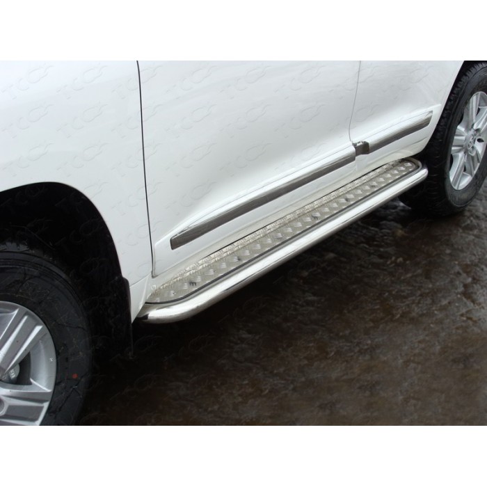 Пороги с площадкой алюминиевый лист 60 мм для Toyota Land Cruiser 200 2015-2023 артикул TOYLC20015-08