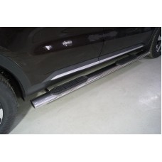 Пороги овальные с накладкой 120х60 мм для Kia Sorento 2020-2023