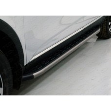 Пороги алюминиевые с пластиковой накладкой карбон серые для Renault Arkana 2019-2022