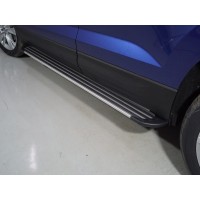 Пороги алюминиевые Slim Line Silver для Skoda Karoq 2020-2024