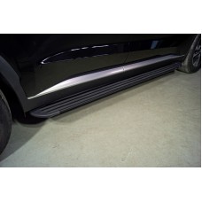Пороги алюминиевые Slim Line Black для Hyundai Palisade 2020-2023