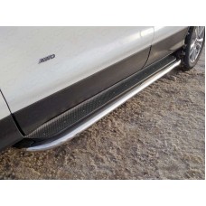 Пороги овал с площадкой нержавеющий лист 75х42 мм для Ford Kuga 2016-2019