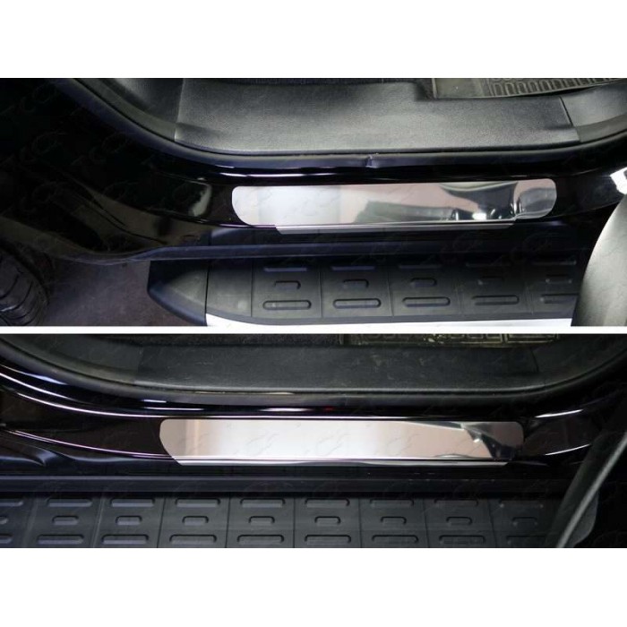 Накладки на пороги зеркальный лист для Hyundai Santa Fe Grand 2016-2018 артикул HYUNSFGR16-26