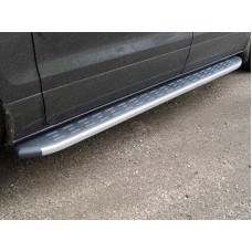 Пороги алюминиевые ТСС с накладкой серые для Hyundai H-1 Starex 2019-2021