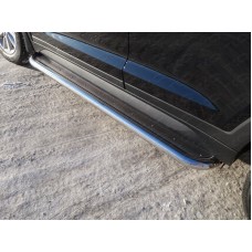 Пороги с площадкой нержавеющий лист 75х42 мм для Hyundai Tucson 2018-2021