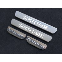 Накладки на пороги зеркальный лист надпись Sportage для Kia Sportage 2016-2018