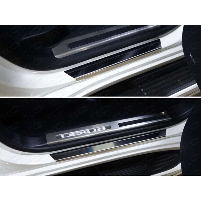Накладки на пороги с гибом зеркальный лист для Lexus LX-570/450d 2015-2023 артикул LEXLX450d15-05