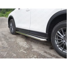 Пороги с площадкой алюминиевый лист 60 мм для Mazda CX-5 2018-2023