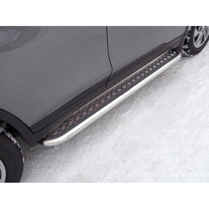 Пороги с площадкой алюминиевый лист 60 мм для Nissan X-Trail T32 2019-2022 артикул NISXTR18-28