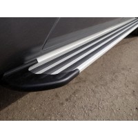 Пороги алюминиевые Slim Line Silver для Volkswagen Multivan T6 2015-2024