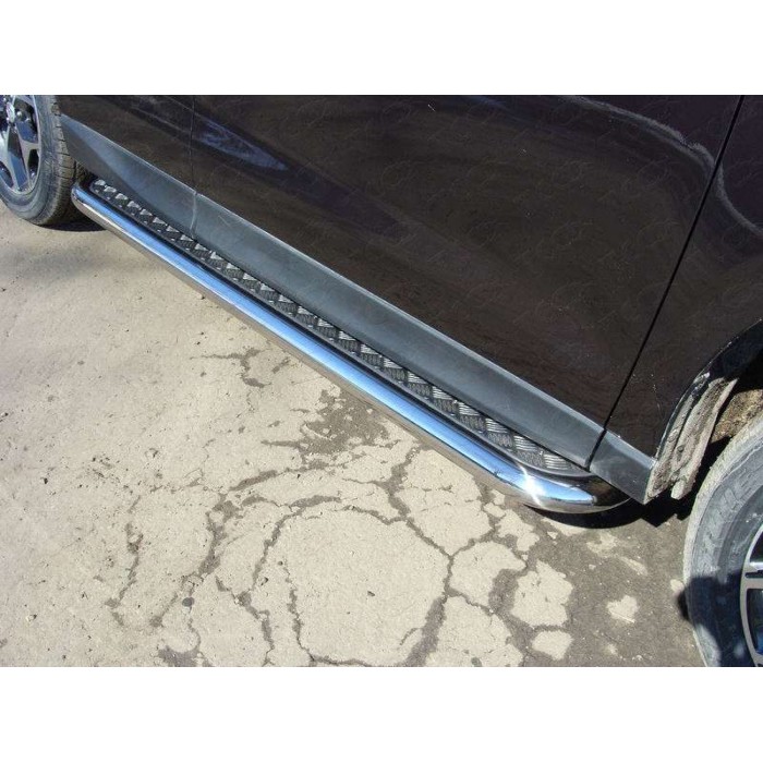 Пороги с площадкой алюминиевый лист 60 мм для Subaru Forester 2016-2018 артикул SUBFOR16-12