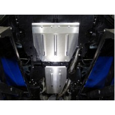Защиты комплект ТСС алюминий 4 мм: картер большая и КПП, дифференциал и бака из 2-х частей для Subaru Forester SK 2018-2023