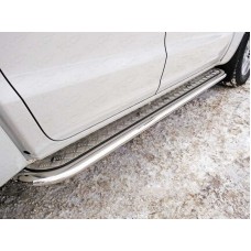 Пороги овал с площадкой алюминиевый лист 75х42 мм для Volkswagen Amarok 2016-2023