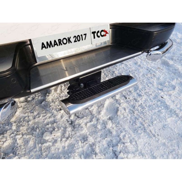 Защита задняя овальная со ступенькой под фаркоп 120х60 мм для Volkswagen Amarok 2016-2023 артикул VWAMAR17-55