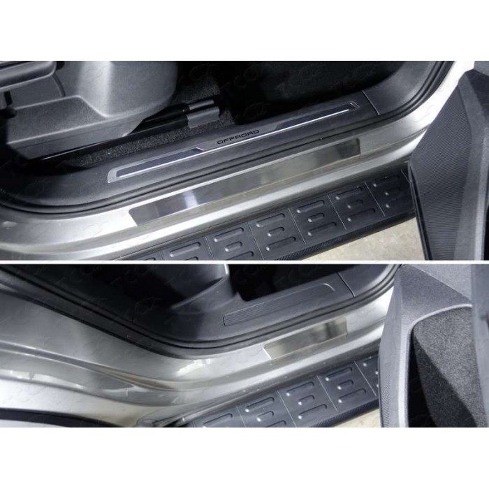 Накладки на пороги внешние шлифованный лист 4 шт для Volkswagen Tiguan 2016-2023 артикул VWTIG17-29