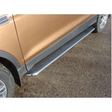 Пороги с площадкой нержавеющий лист 42 мм для Ford Kuga 2013-2016