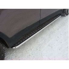 Пороги с площадкой алюминиевый лист 42 мм для Hyundai Santa Fe Grand 2014-2016