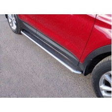 Пороги с площадкой нержавеющий лист 60 мм для Hyundai Santa Fe 2015-2018