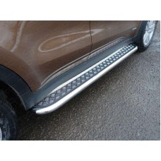 Пороги с площадкой алюминиевый лист 60 мм для Kia Sportage 2016-2018