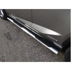 Пороги труба овальная с накладками 120х60 мм для Lexus NX-300h 2014-2017