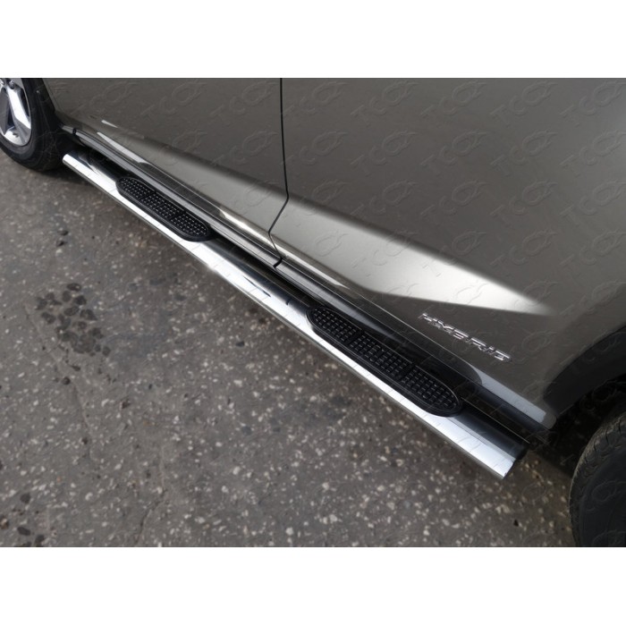 Пороги труба овальная с накладками 120х60 мм для Lexus NX-300h 2014-2017 артикул LEXNX300H14-07