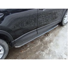 Пороги с площадкой нержавеющий лист 42 мм для Mazda CX-5 2011-2015
