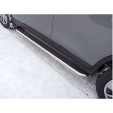 Пороги с площадкой нержавеющий лист 42 мм для Nissan X-Trail 2015-2018