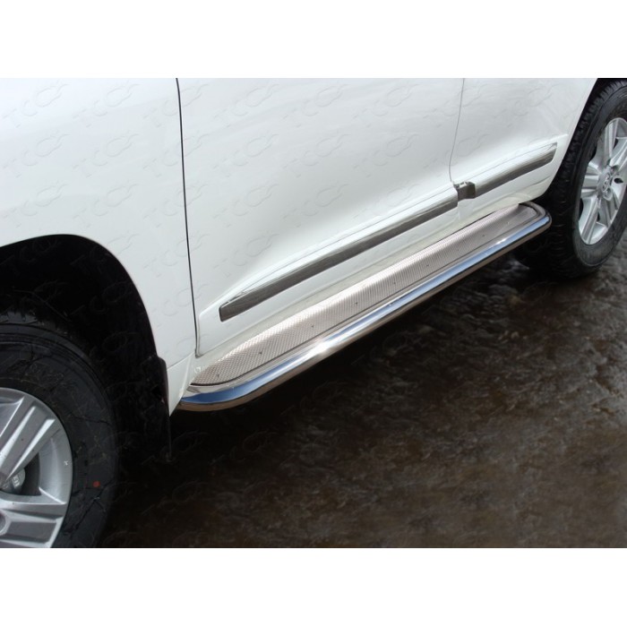 Пороги с площадкой нержавеющий лист 60 мм для Toyota Land Cruiser 200 2015-2023 артикул TOYLC20015-09