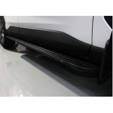 Пороги алюминиевые Slim Line чёрные для Toyota RAV4 2019-2023