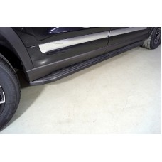 Пороги алюминиевые с пластиковой накладкой чёрные для Chery Tiggo 8 Pro 2021-2022