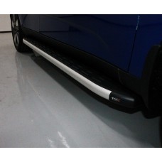 Пороги алюминиевые с пластиковой накладкой для Kia Soul 2019-2023
