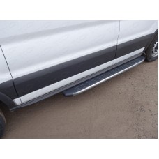 Порог алюминиевый ТСС с накладкой левый серый 1720 мм для Ford Transit FWD L2 2014-2023