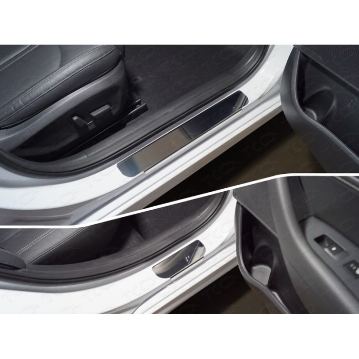 Накладки на пороги зеркальный лист 4 штуки для Hyundai Sonata 2017-2019 артикул HYUNSON18-02