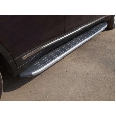 Пороги алюминиевые ТСС с накладкой серые для Infiniti QX70 2013-2017