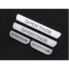 Накладки на пороги лист шлифованный надпись Sportage для Kia Sportage 2016-2018