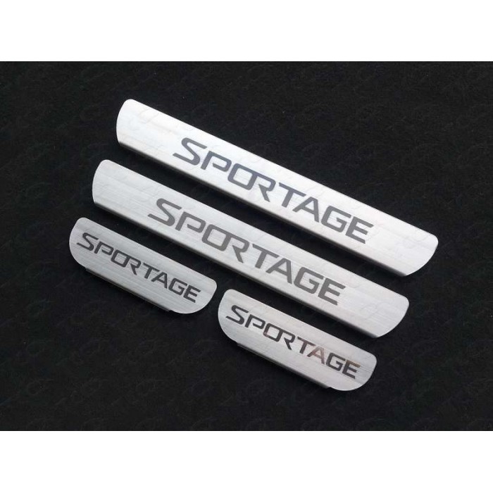 Накладки на пороги лист шлифованный надпись Sportage для Kia Sportage 2016-2018 артикул KIASPORT16-37