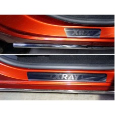Накладки на пороги зеркальный лист надписьXRay для Lada XRay 2016-2022